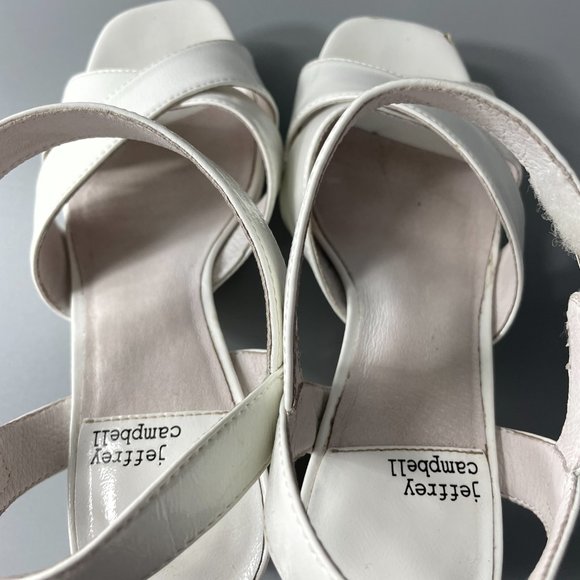 Jeffrey Campbell Amma Platform Slingback Heeled Sandals White Patent Size 8 - Picture 10 of 11